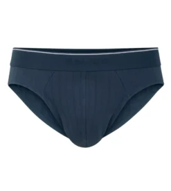 Calida Pure & Style Bleu Mille-raies - Slip Mini Masculin en Coton Pima et Technologie Quick Dry