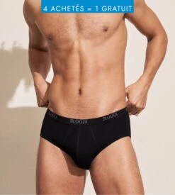 Slip Sloggi Men Basic Midi Noir - Sous-vêtement Homme en Coton Stretch Confortable