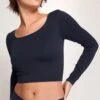 Crop-top Infusé à L'Aloe Vera SLOGGI EVER INFUSED Bleu Noir -Lingerie Sipp sloggi ever infused aloe crop top ml 04 noir noir