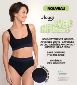 Sloggi EVER INFUSED Crop Top à Manches Longues Bleu Marine – Haut Innovant au CBD Apaisant -Lingerie Sipp sloggi ever infused cbd crop top ml 7309 martini olive 5
