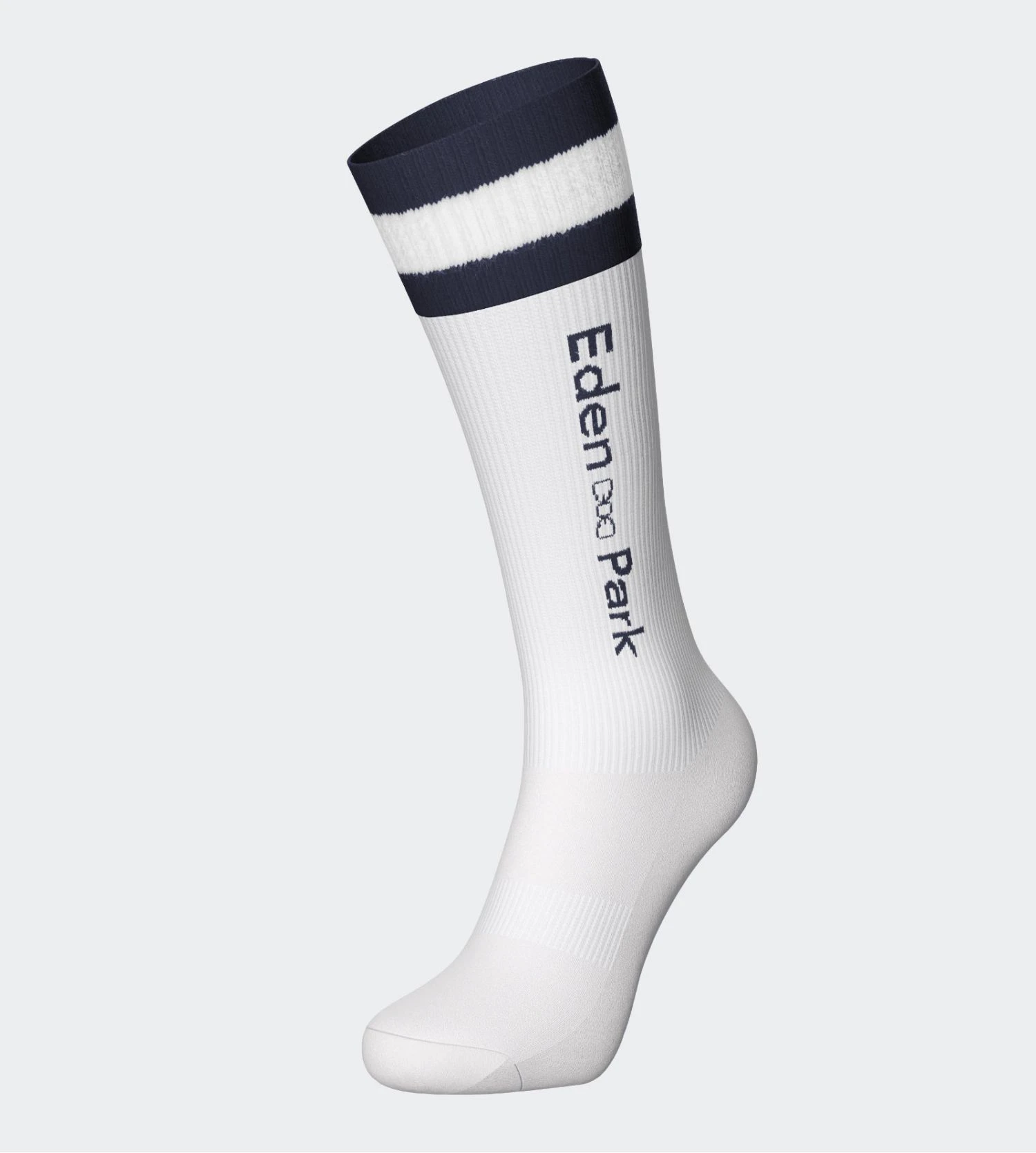 Eden Park Chaussettes Hautes de Sport Blanches à Rayures Marine – Logo Nœud Papillon Coton Premium 3 Eden Park Chaussettes Hautes de Sport Blanches à Rayures Marine – Logo Nœud Papillon Coton Premium