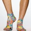 Wigglesteps Summer Post Sneaker Socks – Vintage Beach Print Moisture-Wicking Men's Socks