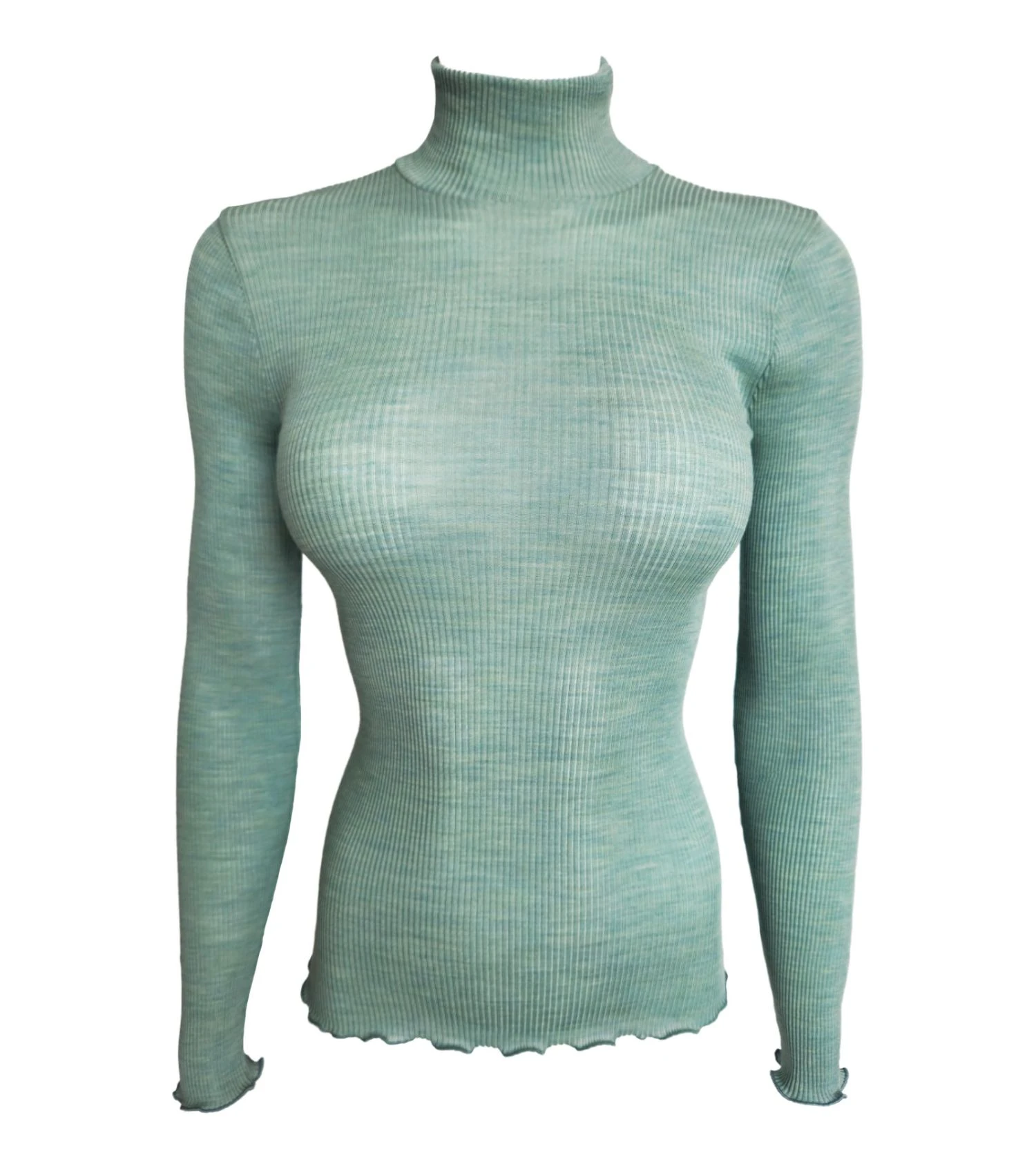 Top En Laine & Soie Col Cheminée Vert Salvia 4 Top En Laine & Soie Col Cheminée Vert Salvia – Image 2