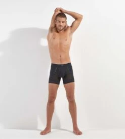 Hom Sports Lab Noir avec Surpiqûres Bleues – Boxer Performance Sportive Ergonomique -Lingerie Sipp sports lab boxer noir 4