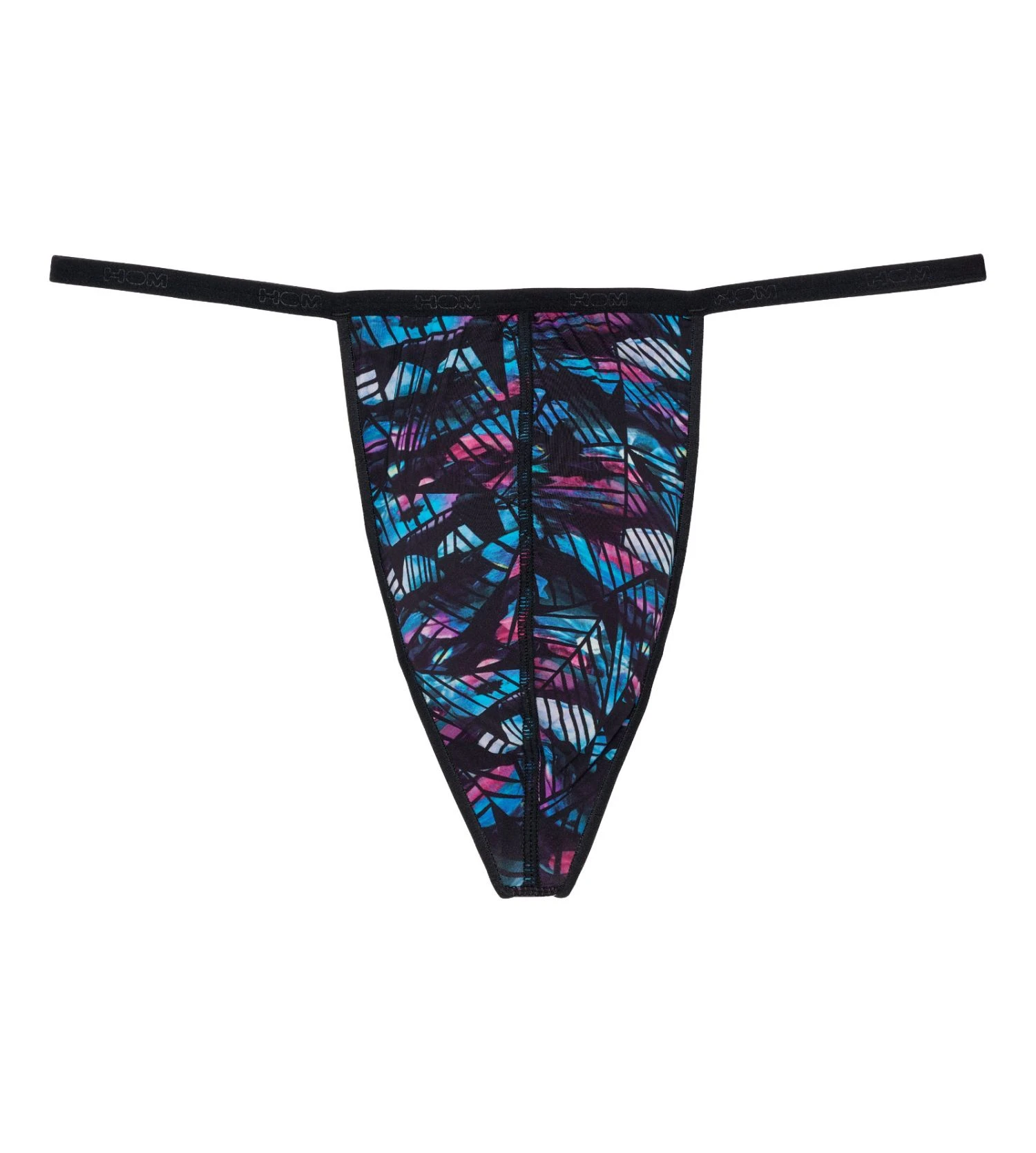 String Homme HOM Rock Noir – Imprimé Microfibre Effet Seconde Peau avec Strass 4 String Homme HOM Rock Noir – Imprimé Microfibre Effet Seconde Peau avec Strass – Image 2