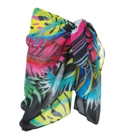 Sunmarin Paréo Noir Imprimé Floral Multicolore – 100% Coton Léger