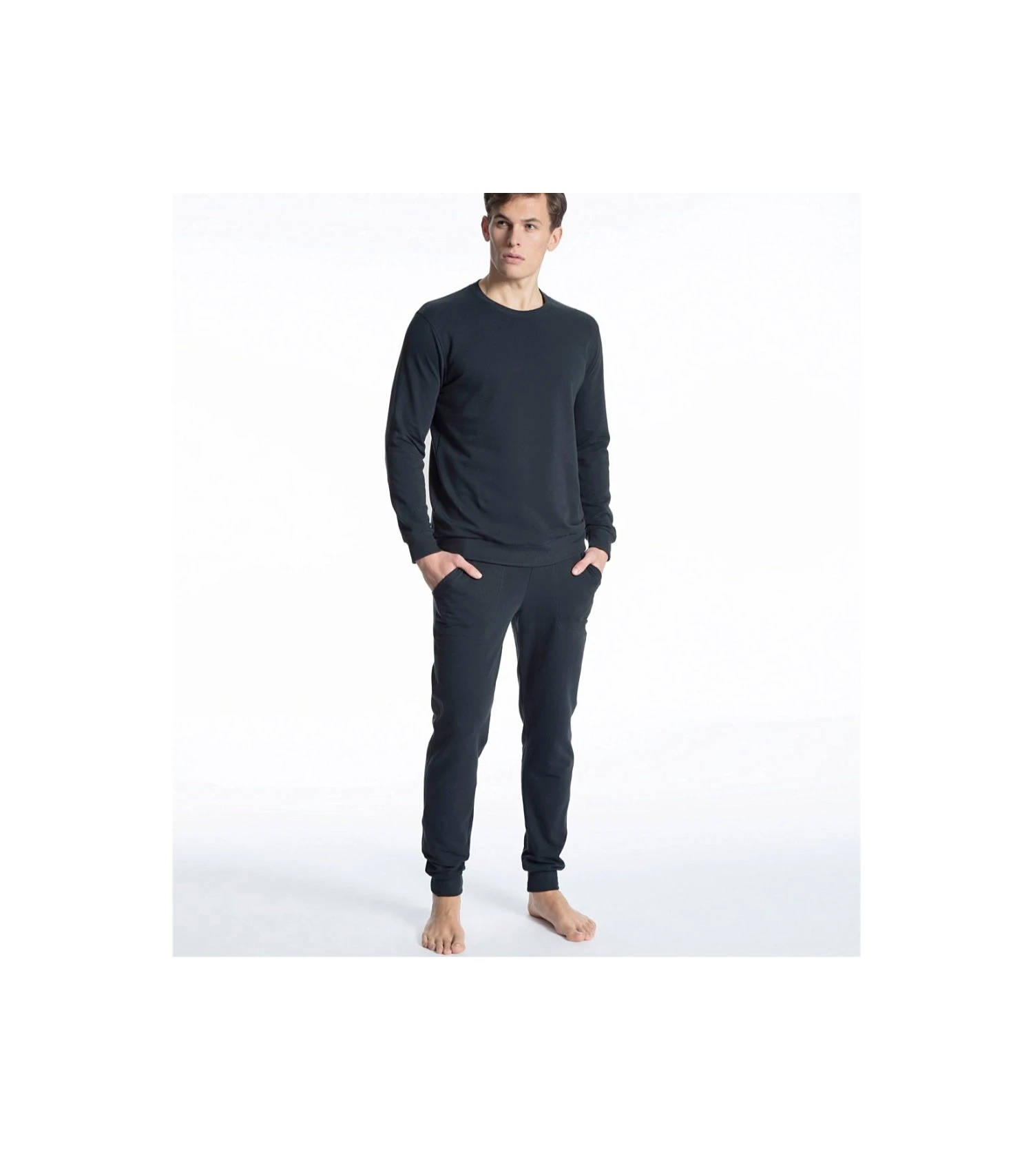 Calida Remix Basic Loungewear Sweatshirt Dark Sapphire – Soft Brushed Cotton & Lyocell Pullover 6 Calida Remix Basic Loungewear Sweatshirt Dark Sapphire – Soft Brushed Cotton & Lyocell Pullover – Image 4