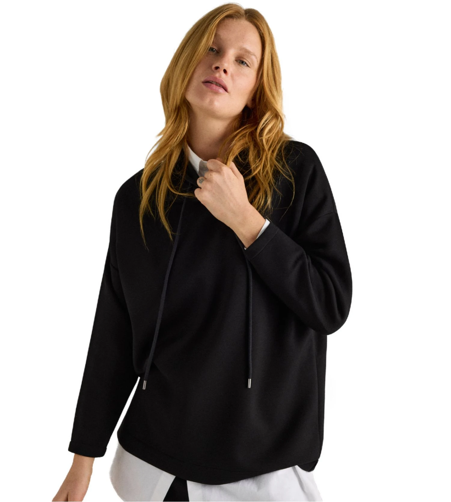 Sweat Ample à Capuche Pour Femme Noir 4 Sweat Ample à Capuche Pour Femme Noir – Image 2