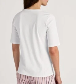 Calida Favourites Sleep Star White – T-Shirt de Nuit en Coton Premium à Motif Étoiles -Lingerie Sipp t shirt d u m courte 910 star white blanc 3