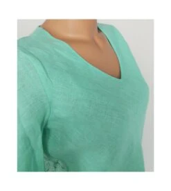 Oscalito Menthe – T-shirt 3/4 en Lin avec Dos en Macramé de Coton -Lingerie Sipp t shirt en lin et dos macrame 930 menthe 3