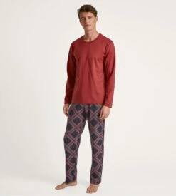 Calida T Shirt Manches Longues RMX Sleep Time Off Ochre Red -Lingerie Sipp t shirt h u ml 237 ochre red 4