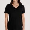 Calida T-shirt Noir Femme – Collection Favourites Sun Col en V Coupe Décontractée -Lingerie Sipp t shirt noir coton favourites sun