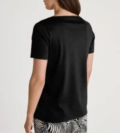 Calida T-shirt Noir Femme – Collection Favourites Sun Col en V Coupe Décontractée -Lingerie Sipp t shirt noir coton favourites sun 3