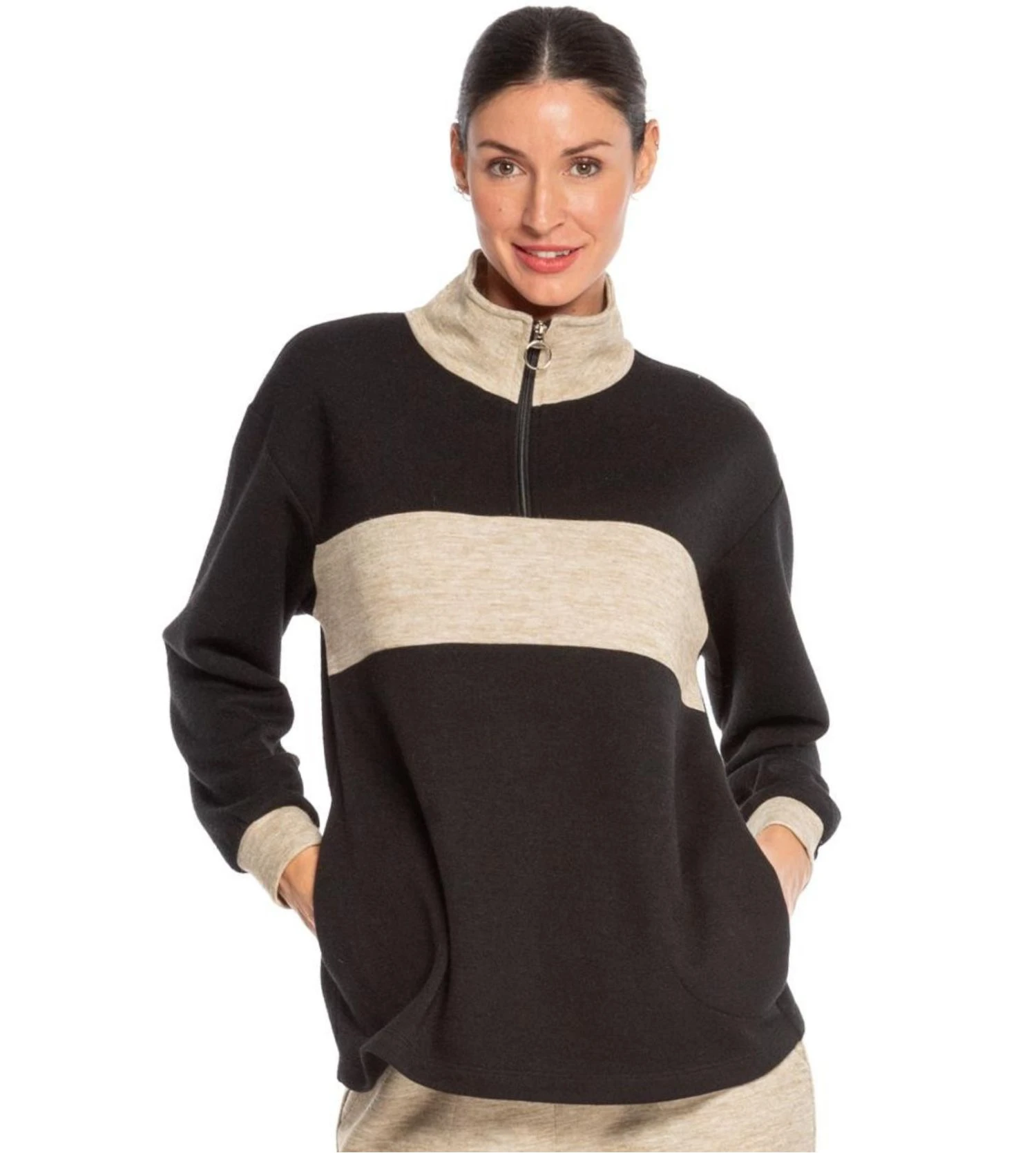 Ensemble Loungewear Femme Egatex Marron Chocolat – Sweat Col Montant Zippé et Pantalon Droit 4 Ensemble Loungewear Femme Egatex Marron Chocolat – Sweat Col Montant Zippé et Pantalon Droit – Image 2