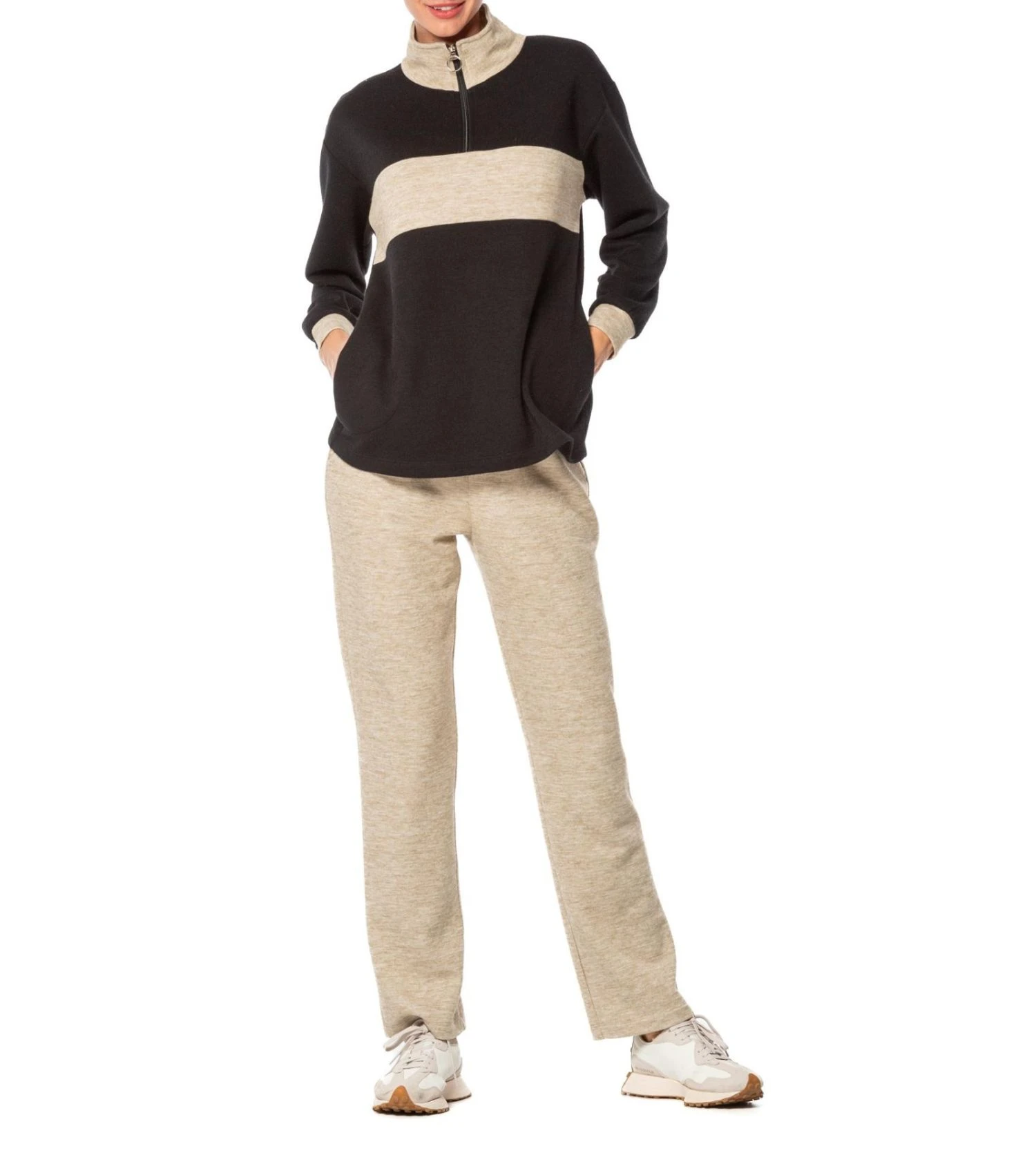 Ensemble Loungewear Femme Egatex Marron Chocolat – Sweat Col Montant Zippé et Pantalon Droit 3 Ensemble Loungewear Femme Egatex Marron Chocolat – Sweat Col Montant Zippé et Pantalon Droit