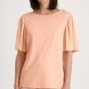 Calida T-shirt Favourites Balance Peach Parfait – Haut à Manches Volantées en Coton et Modal 1 Calida T-shirt Favourites Balance Peach Parfait – Haut à Manches Volantées en Coton et Modal -Lingerie Sipp tee shirt d u mc ample 082 peach parfait