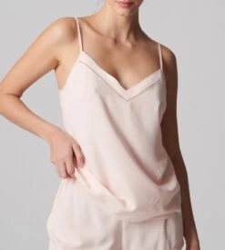 Simone Pérèle Songe Poudre Pétale – Débardeur à Bretelles Fines en Viscose et Guipure