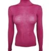 Fraly Pull Col Cheminée Fuchsia en Laine & Soie – Top Manches Longues en Maille Côtelée -Lingerie Sipp top col cheminee laine soie fushia fraly