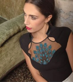 Top à Manches Courtes Laine & Soie Noir