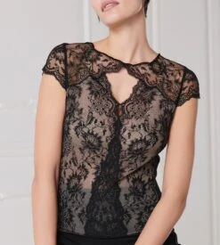 Top Demi Manches, Tulle Et Dentelle NOIR -Lingerie Sipp top demi manches tulle et dentelle 020 noir 2