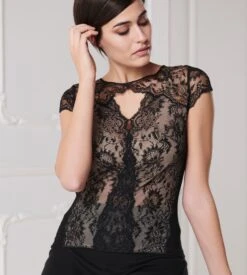 Top Demi Manches, Tulle Et Dentelle NOIR -Lingerie Sipp top demi manches tulle et dentelle 020 noir 4