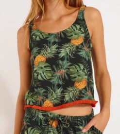 Banana Moon Top Effet Lin Oxane Greenery Day Noir KBB01