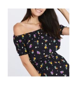 Banana Moon Binky Rosyfield Noir – Top Court Épaules Dénudées en Coton -Lingerie Sipp top en coton binky rosyfield noir kao01 2