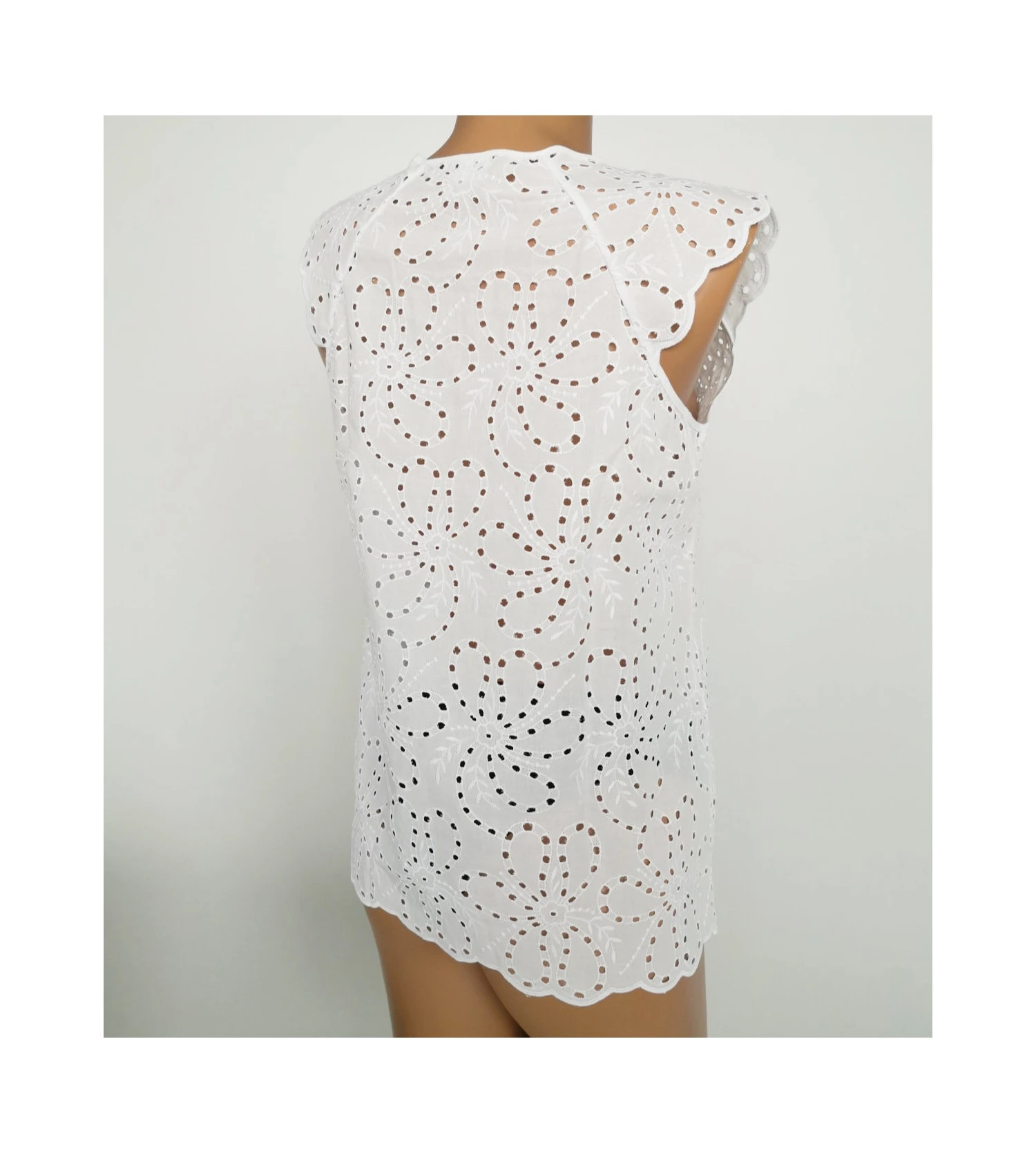 Top En Coton Broderie De Saint-Gall Blanc 5 Top En Coton Broderie De Saint-Gall Blanc – Image 3