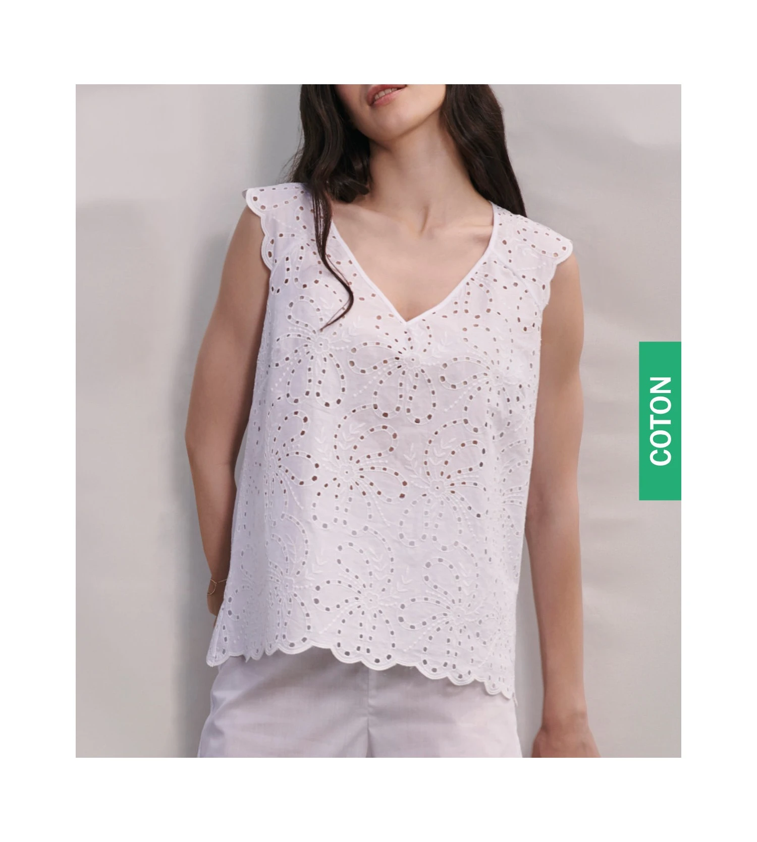 Top En Coton Broderie De Saint-Gall Blanc 3 Top En Coton Broderie De Saint-Gall Blanc