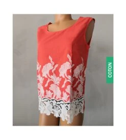 Top En Coton Et Broderie Macramé Arancio