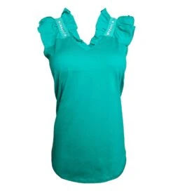 Top En Coton Jersey Macramé Turquoise