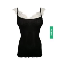 Top En Coton Mako Et Chantilly NOIR