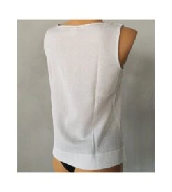 Oscalito Blanc Scintillant Lurex – Débardeur Col Chaîne Argentée en Coton Fil d’Écosse -Lingerie Sipp top en coton scintillant lurex l10 bco lurex 2
