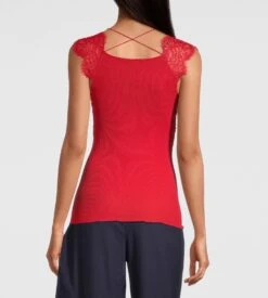 Top En Fil D'Ecosse Et Dentelle Rouge 14 Top En Fil D'Ecosse Et Dentelle Rouge -Lingerie Sipp top en fil d ecosse et dentelle rouge 4