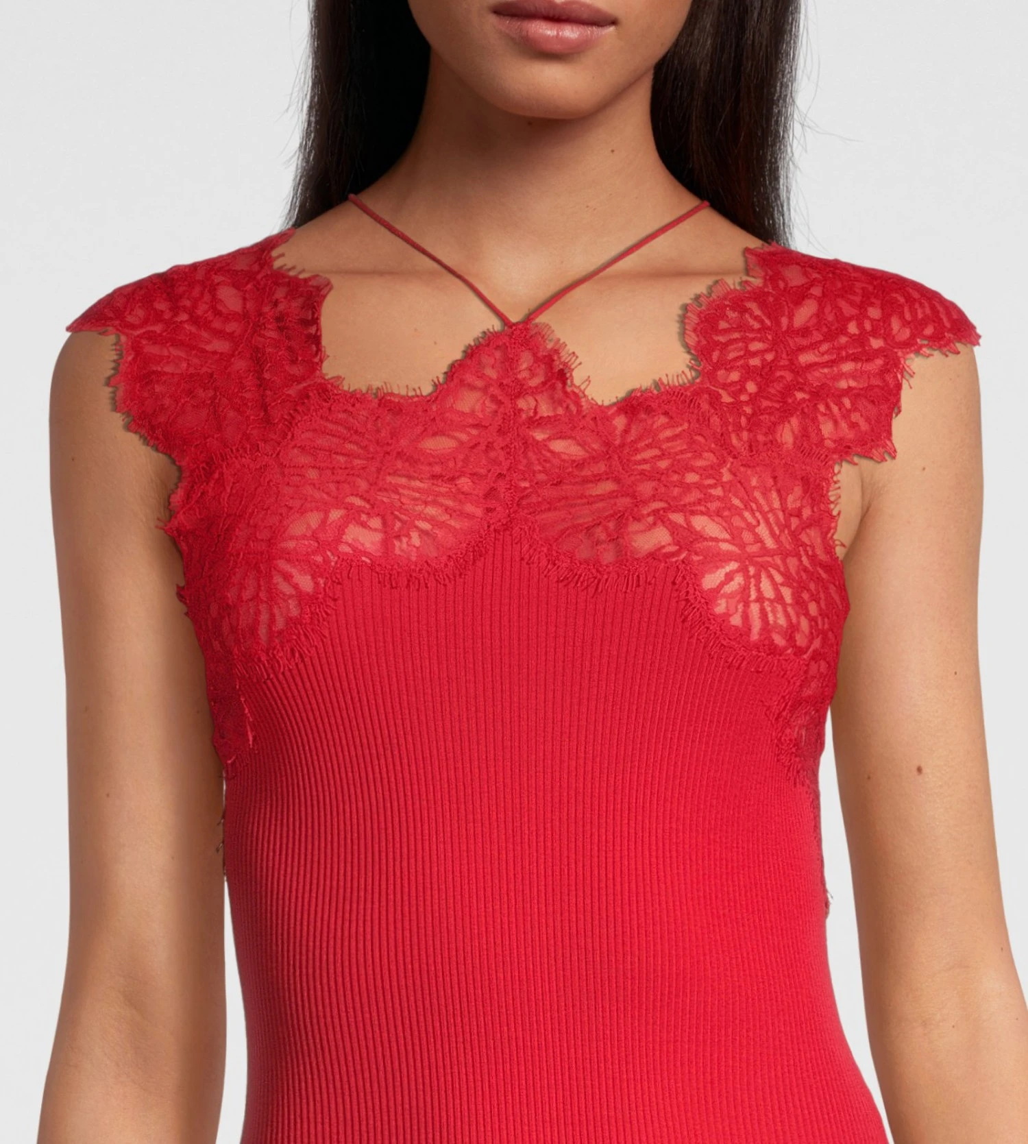 Top En Fil D'Ecosse Et Dentelle Rouge 10 Top En Fil D'Ecosse Et Dentelle Rouge – Image 8