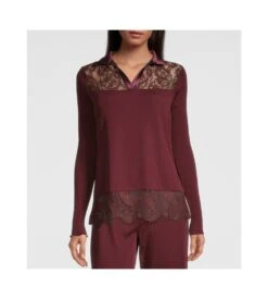 Top En Laine Et Soie à Grand Col Bordeaux -Lingerie Sipp top en laine et soie a grand col 643 bordeaux 2