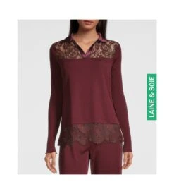 Top En Laine Et Soie à Grand Col Bordeaux -Lingerie Sipp top en laine et soie a grand col 643 bordeaux 5