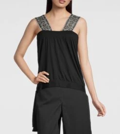 Oscalito Top Sans Manches Noir en Modal et Tulle Brodé Liberty avec Rubans 9 Oscalito Top Sans Manches Noir en Modal et Tulle Brodé Liberty avec Rubans -Lingerie Sipp top en modal et tulle brode liberty 20 noir 1