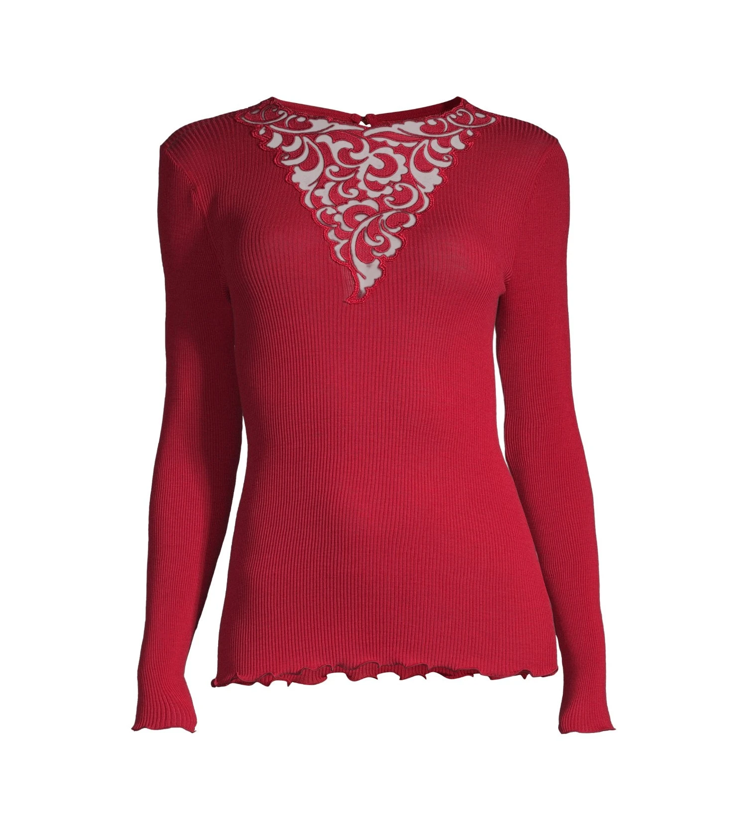 Top Laine Et Soie Avec Broderie Rouge 4 Top Laine Et Soie Avec Broderie Rouge – Image 2