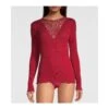 Top Laine Et Soie Avec Broderie Rouge