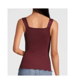 Oscalito Bordeaux Wool & Silk Tank Top – Chantilly Lace Leavers Wide Strap Ribbed Knit 11 Oscalito Bordeaux Wool & Silk Tank Top – Chantilly Lace Leavers Wide Strap Ribbed Knit -Lingerie Sipp top laine soie dentelle chantilly 643 bordeaux 3