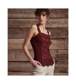 Oscalito Bordeaux Wool & Silk Tank Top – Chantilly Lace Leavers Wide Strap Ribbed Knit 12 Oscalito Bordeaux Wool & Silk Tank Top – Chantilly Lace Leavers Wide Strap Ribbed Knit -Lingerie Sipp top laine soie dentelle chantilly 643 bordeaux 4