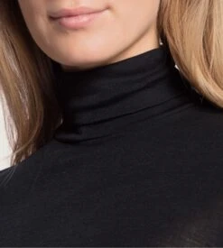 Calida Pull True Confidence Noir – Top Col Roulé Laine Mérinos & Soie -Lingerie Sipp top manches longues col roule noir 2