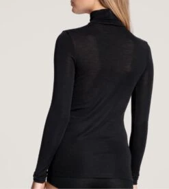 Calida Pull True Confidence Noir – Top Col Roulé Laine Mérinos & Soie -Lingerie Sipp top manches longues col roule noir 4