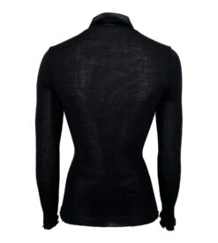 Pull Noir Laine & Soie Col En V Satiné -Lingerie Sipp top manches longues col satine noir 3