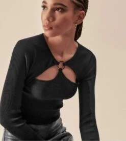 Top Oscalito Noir en Laine & Soie – Manches Longues avec Anneau Décolleté 9 Top Oscalito Noir en Laine & Soie – Manches Longues avec Anneau Décolleté -Lingerie Sipp top ml anneau 020 noir noir 3