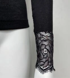 Pull Laine & Soie Avec Dentelle Noir -Lingerie Sipp top ml col chemine dentelle 990 noir 2