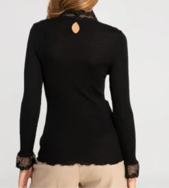 Pull Laine & Soie Col En Dentelle Et Tulle Noir -Lingerie Sipp top ml col chemine dentelle tulle 020 noir 2