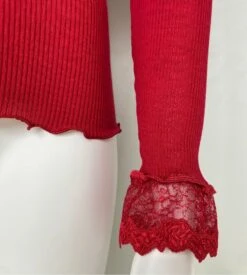 Pull Laine & Soie Col En Dentelle Et Tulle Rouge -Lingerie Sipp top ml col chemine dentelle tulle 615 rouge 2