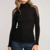 Pull Laine & Soie épaules Dentelle Noir